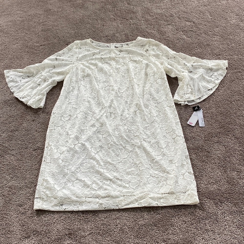 Studio One White Bell Sleeve Floral Lace Dress SIZE 20W